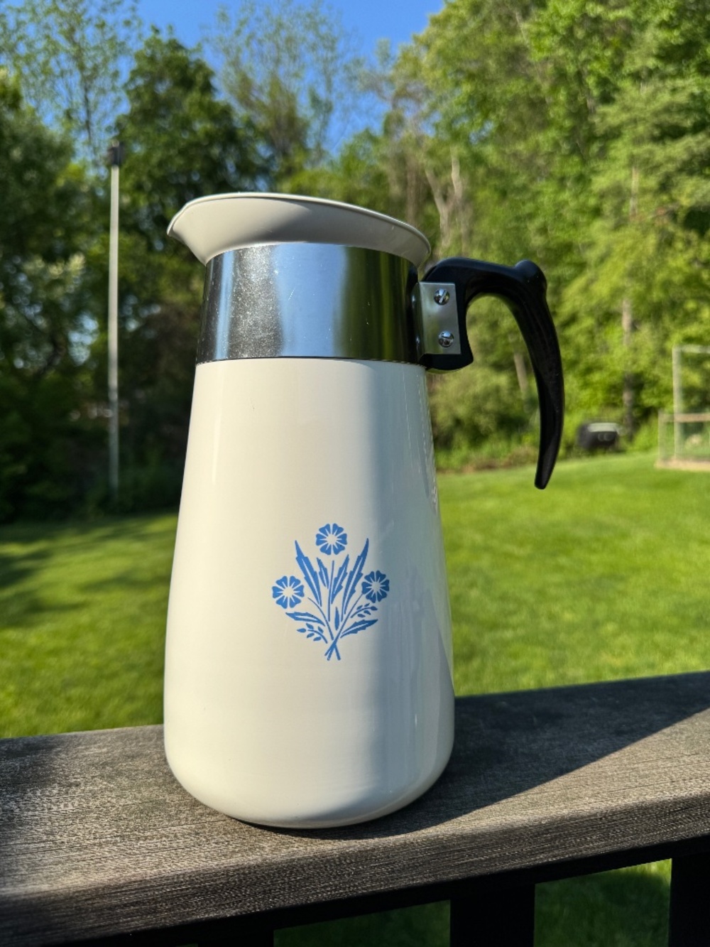 Corning Ware Blue Cornflower 8 cup Percolator Pyroceram Rim RARE